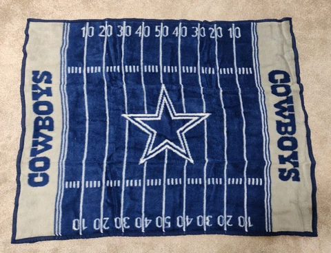Vintage Dallas Cowboys Field Blanket NFL Northwest 58x45 Blue Cover
