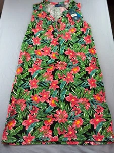 Caribbean Joe Dress Womens M Floral Stretch Hawaiian Cruise Summer A Line - Picture 1 of 5