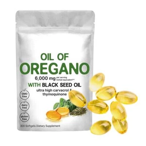 300 un. Aceite de Orégano 6.000 mg con Aceite de Semilla Negra Ultra Alto Timoquinona y Carva_Reino Unido` - Imagen 1 de 10