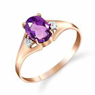 0.85 Ct Natural Amethyst and Diamonds Gemstone Ring Solid 10k Rose Gold Q112