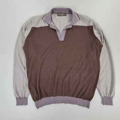 Jersey ETRO Para Hombres Marrón Grande 100% Cachemira Tejido Fino Polo Cuello Pullover Foto 1 de 4