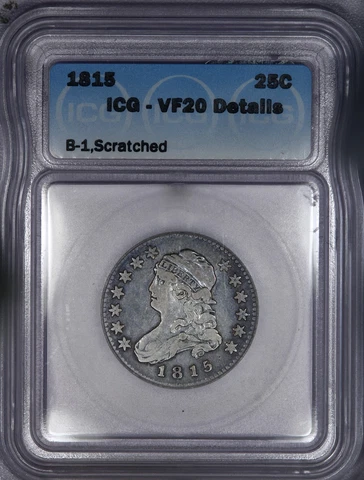 1815 Capped Bust Quarter ICG VF20 Details B-1 Cover