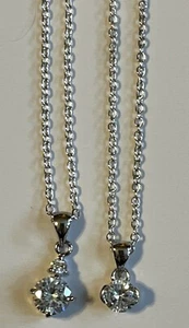 (2) Collares Silvertone y circonita cúbica (18") con caja de regalo - Imagen 1 de 2