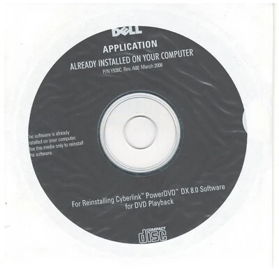 Dell Y938C Replacement Disc for Reinstalling Cyberlink PowerDVD DX 8.0 Software - Image 1 of 2