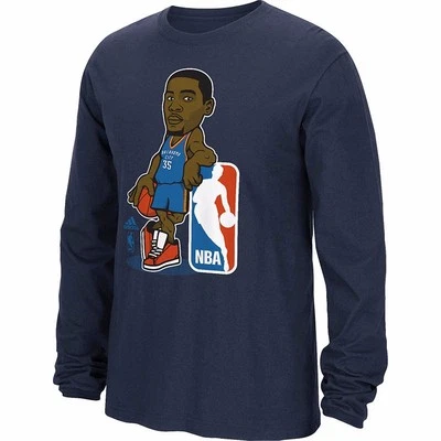 Camisa Kevin Durant Oklahoma City Thunder NBA Adidas Azul Marino "Geeked Up" Manga Larga Foto 1 de 2