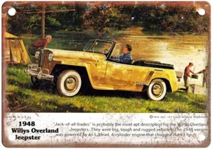 Vintage Auto Ad 1948 Willys Jeepster Retro Look Reproduction Metal Sign A1988 - Picture 1 of 2