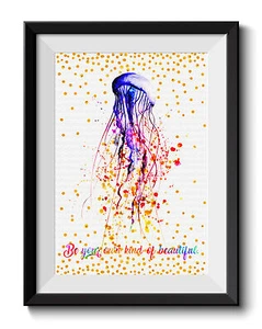 Uhomate Beautiful Colorful Pink Jellyfish Art Print Nursery Wall Decor C052 - Picture 1 of 2