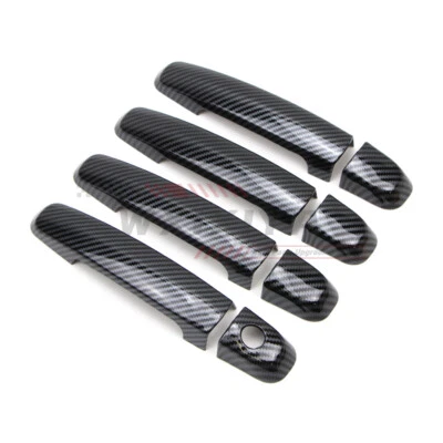 4Pcs Carbon Fiber Look Door Handle Cover Protector Set For Suzuki SX-4 06-09 ABS - Image 1 of 4