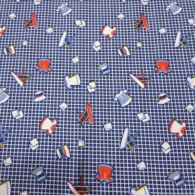 Impresiones de un día de 1930 por Benartex reproducción de saco de alimentación azul marino a cuadros lavandería Foto 1 de 3