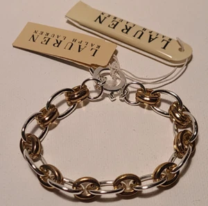 Ralph Lauren Damen silber- und goldfarbenes Kettengliedarmband neu Einzelhandel 40 $ - Bild 1 von 3