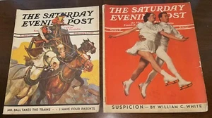 (2) 1937 Saturday Evening Post Magazines - February 6 & March 6 - Ice Skaters - Picture 1 of 3