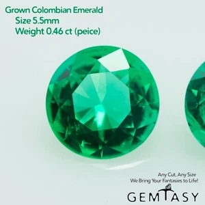 Piedra tallada - Esmeralda colombiana cultivada en laboratorio, faceta redonda 5,5 mm 0,46 quilates - Imagen 1 de 8