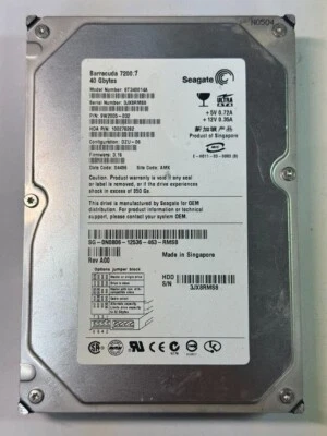 Seagate 9W2005-032 ST340014A 40GB 7.2K RPM FW 3.16 DC 04496 ATA-100 3.5" HDD - Image 1 of 4