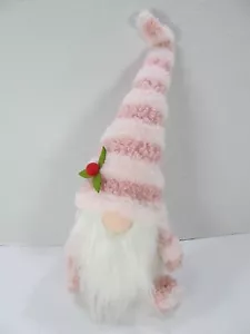 Christmas Tree Shop Pink Stripe Gnome-Christmas Weighted Sitter 11" Lighted Nose - Picture 1 of 6