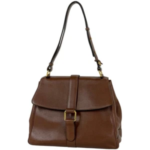 DELVAUX D logo shoulder bag Shoulder Bag leather Brown Women - Picture 1 of 9