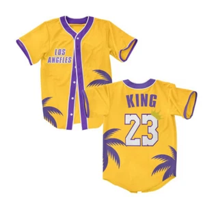 Camiseta deportiva abotonada de Phyle LeBron James #23 del rey de los Angeles LA Lakers - grande - Imagen 1 de 7