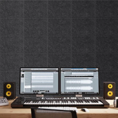 12x Black Grey Acoustic Wall Panels Tiles Studio Sound Proofing Insulation Foam - Image 1 of 4