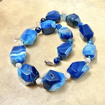 LUC Lucas Lameth агат ожерелье, окрашенный подлинный кристалл винтажный ошейник - Изображение 1 из 4