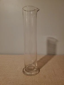 Vintage Etched Glass Reverse Scale Graduated Cylinder Beaker Flask w/ Spout - Picture 1 of 3