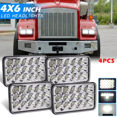 FOR Kenworth T800 T400 T600A W900 4pcs 4x6" Led Headlights Hi/Lo Sealed Beam  - Image 1 of 4