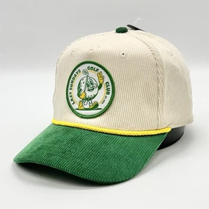 Cappello in velluto a coste Lazy Sundays Golf Club SnapBack corda verde beige nuovo con etichette - Foto 1 di 8