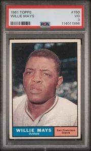 1961 Topps Willie Mays #150 San Francisco Giants HOF Centered PSA 3 VERY GOOD - Bild 1 von 2