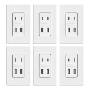 42W Fast Charge & Power Delivery 4-Port USB Charger, Wall Outlet with 4 USB P... - Picture 1 of 6