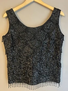 Imperial Imports Años 50 Hong Kong Corona Británica De Colección Talla M Lana Lentejuelas Cuentas Top - Imagen 1 de 7