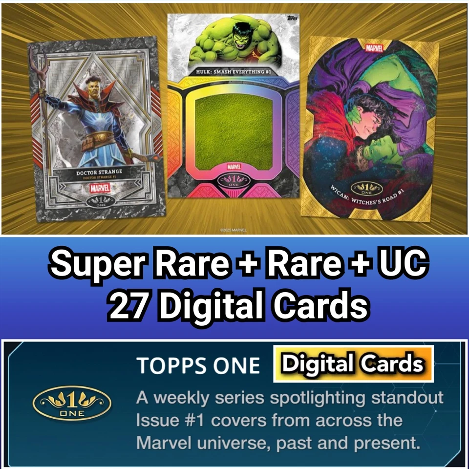 Topps Marvel Collect Topps One SR+R+UC 27 Cards - Image 1 of 1