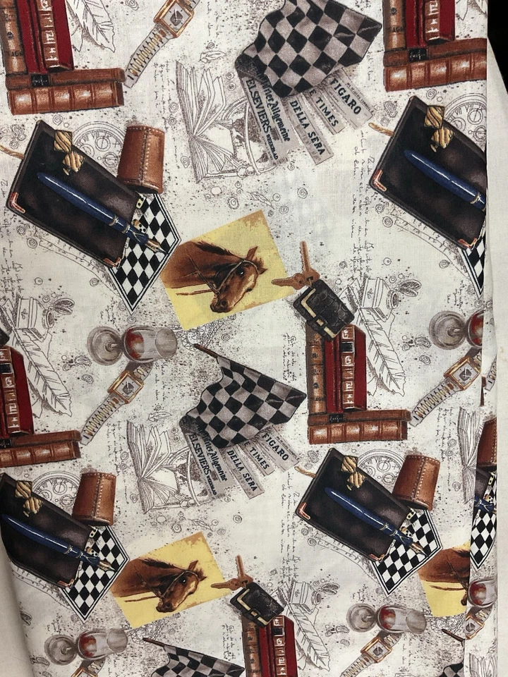 1 yarda crema, carrera de caballos marrón 44” ancho 100 % algodón Foto 1 de 1