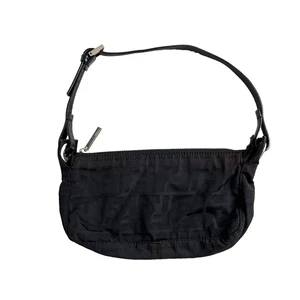 VTG Fendi FF Zucca Shoulder Handbag Monogram Black Fabric Baguette Pochette - Picture 1 of 19