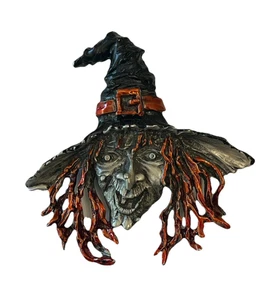 Broche de Bruja JJ Jonette Firmado Prendedor Halloween Brujas Cara Sombrero Espeluznante - Imagen 1 de 5
