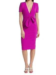 Badgley Mischka Women’s Modele Faux Tie-Front Dress Fuchsia Sz 12 NWT - Picture 1 of 11