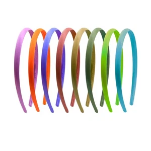 Schmal Satin bedeckt Uni Alice Band Haarband Stirnband 1 cm gemischte Farben - Bild 1 von 20
