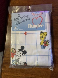Disney Babies 2 Receiving Blankets by Dundee VTG NEW Mickey Minnie Mouse cotton - Picture 1 of 2