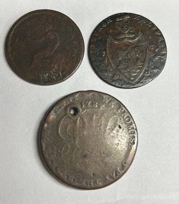 3 old worn tokens as Photos.  #B9 - Image 1 of 2