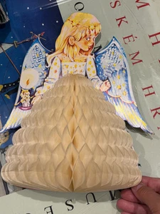 VINTAGE CHRISTMAS ANGEL HONEYCOMB DECORATION - Picture 1 of 18