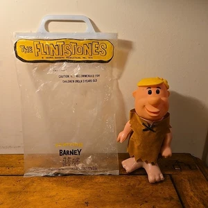Vintage 1970 R Dakin Hanna Barbera Flintstones Barney Actionfigur Puppe Spielzeug mit Tasche - Bild 1 von 12