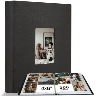 Álbum de fotos 4x6 500 fotos, cubierta de cuero capacidad extra grande para 500 horizontes Foto 1 de 4