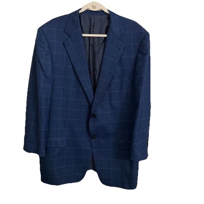 Ermenegildo Zegna Suit Jacket Mens 58L Blue Windowpane Check Wool Sport Blazer - Image 1 of 4