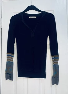 Free People We the Free Mikah Top termico Henley con polsino a strati nero taglia XS - Foto 1 di 3