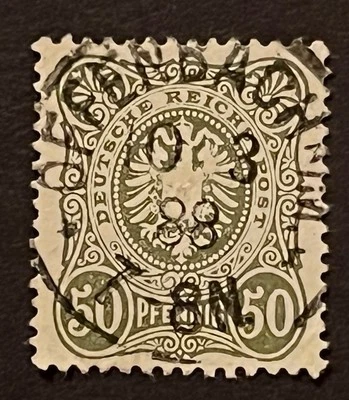 Travelstamps: Germany Stamp Scott #34 - 50 Pfennig Coat of Arms Used Handstamped - Image 1 of 4