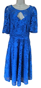 Jolie Moi UK18 Royal Blue Lace Fit & Flare Midi Dress Party/Occasion VGC - Picture 1 of 22