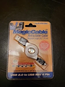 Data Drive Thru Tornado MagicCable Retractable Cable USB 2 To USB Mini 4 Pin - Picture 1 of 11