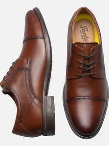 Florsheim Finance Cap Oxford Men Dress Shoes Lace-Up #418Y Cognac 8.5D - Picture 1 of 3