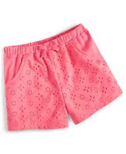 First Impressions Eyelet Shorts Baby Girls' 6-9 Mos Pink Crush Elastic Waist - Picture 1 of 14