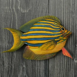 XL Dekofisch 24cm gelb Tropenfisch Doktorfisch Papier 3d Figur Mobile Fisch Bad - Bild 1 von 2