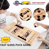 Fun Family Fast Sling Puck Game Wooden Board Table Hockey Game Party Toys US