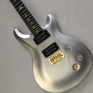 789Store Silver Solid Body PRS Electric Guitar HH Pickups Gold Tremolo Bridge - Picture 1 of 8