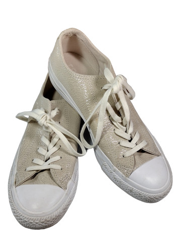 Sneakers Donna 6.5 Converse Ctas OX Pelle Scintillante Pallido Stucco Argento 559884C